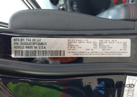 2023 Dodge Durango R/T Plus Awd z USA, uszkodzony, nr VIN 1C4SDJCT8PC568613